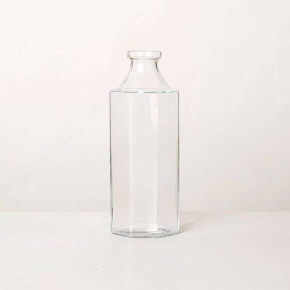 Hearth & Hand Magnolia Octagonal Clear Glass Bottle Vase - Large - Target - Picture 1 of 4